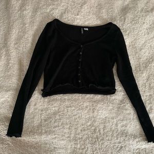 Black button up crop top